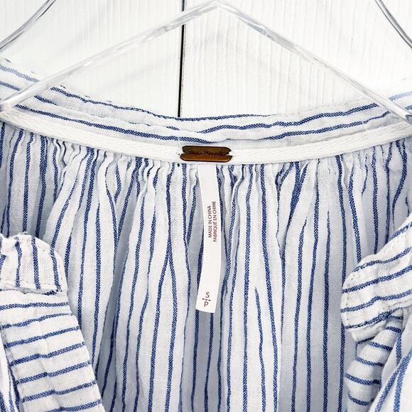 Free People For Keeps Linen Blend Striped Tunic Top - Picture 5 of 9
